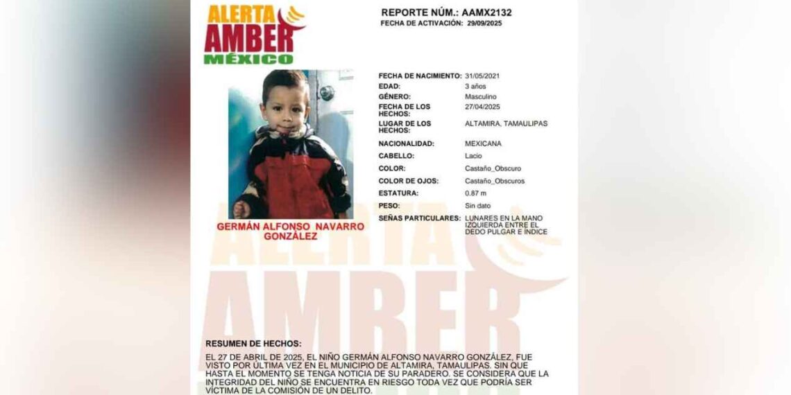 Alerta AMBER desaparecido Altamira