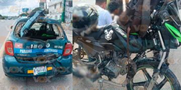 Repartidor termina hospitalizado al chocar contra la parte trasera de un carro de ruta en Altamira, Tamaulipas