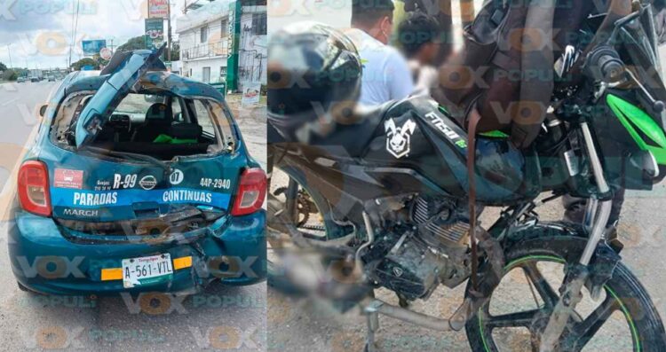 Repartidor termina hospitalizado al chocar contra la parte trasera de un carro de ruta en Altamira, Tamaulipas