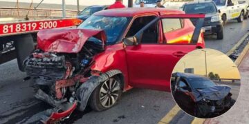 Se registra aparatoso choque en la avenida Rangel Frías en Monterrey, NL
