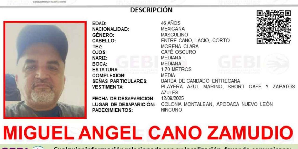 Solicitan ayuda para localizar a un hombre que desapareció en Apodaca, Nuevo León