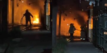 incendio en locales del centro Matamoros