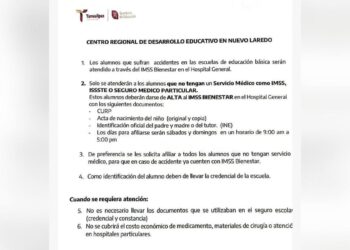 protocolo por accidentes escolares en Nuevo Laredo