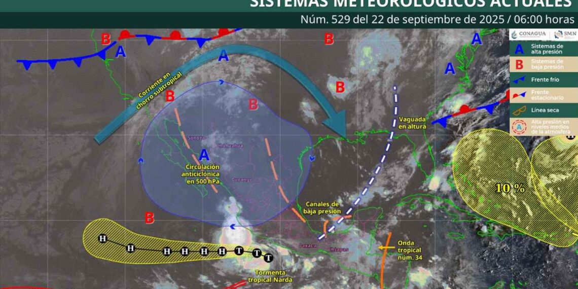 ¿Dónde ocasionarán lluvias el monzón mexicano y la tormenta Narda?