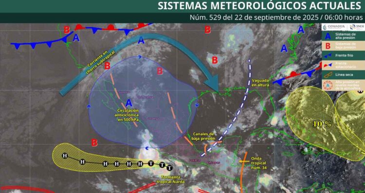 ¿Dónde ocasionarán lluvias el monzón mexicano y la tormenta Narda?