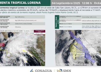 ¿Dónde se encuentra localizada Lorena tras debilitarse a Tormenta Tropical?