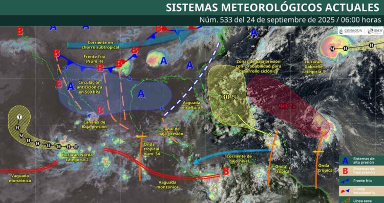 ¿Qué regiones tendrán precipitaciones debido al frente frío No. 4?