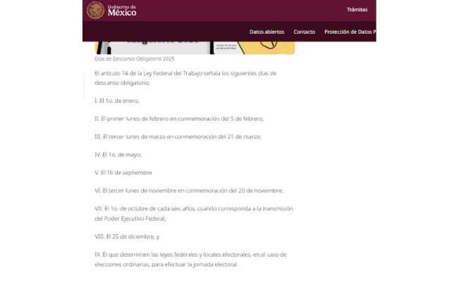 ¿Trabajadores tendrán días de descanso obligatorio en octubre, según la LFT?