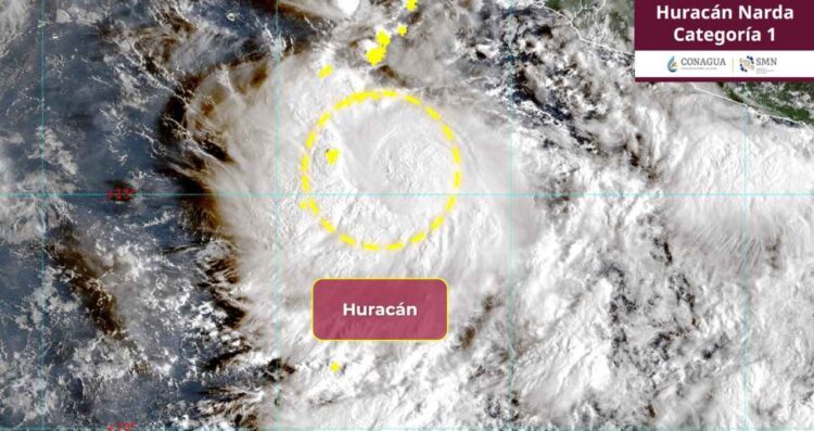 ‘Narda’ se intensifica a Huracán de categoría 1: ¿Cuál es su trayectoria?