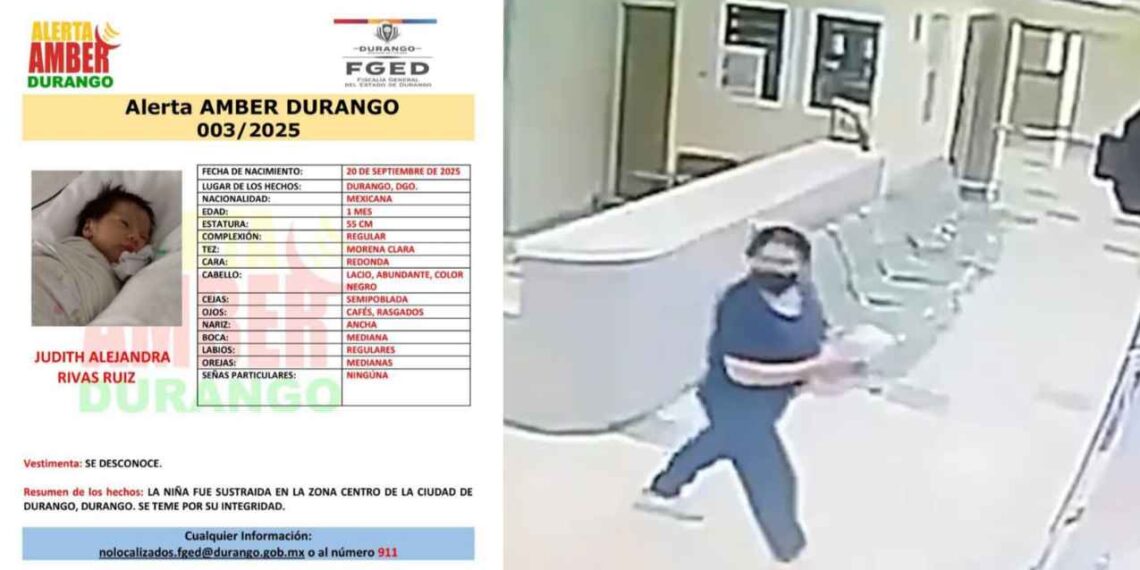 Bebé es sustraída de hospital en Durango; difunden retrato de la presunta responsable