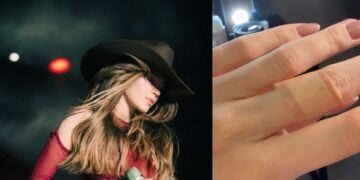 Belinda se lesiona un dedo mientras tocaba la batería en un evento