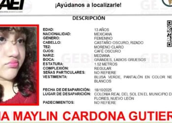 Buscan a adolescente desaparecida en Ciénega de Flores, Nuevo León