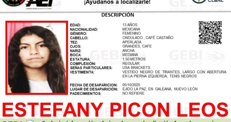 Buscan a adolescente desaparecida en Ejido de Galeana, Nuevo León