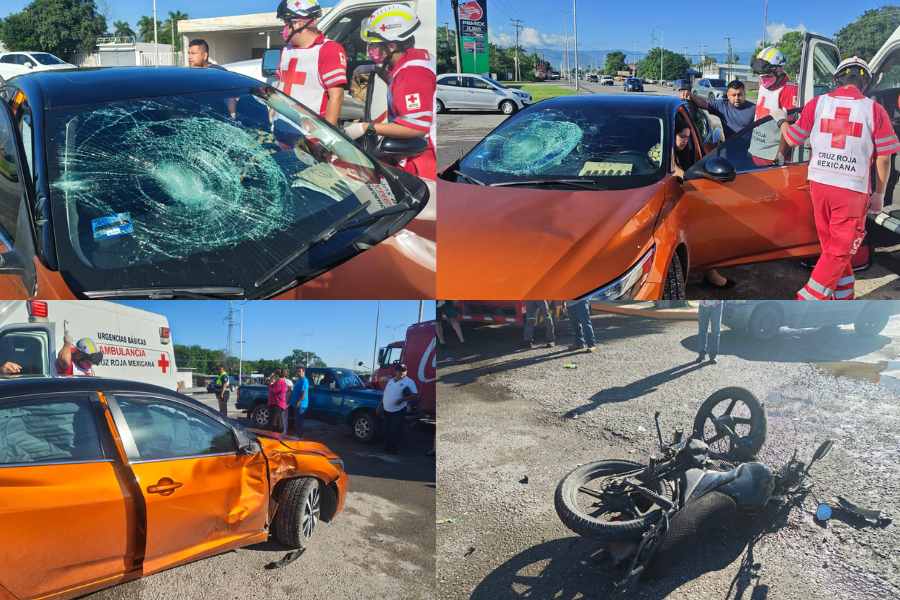 Conductora embiste a motociclista en Victoria (1)