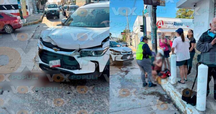 Conductora resulta lesionada al verse involucrada en aparatoso choque en Ciudad Madero, Tamaulipas