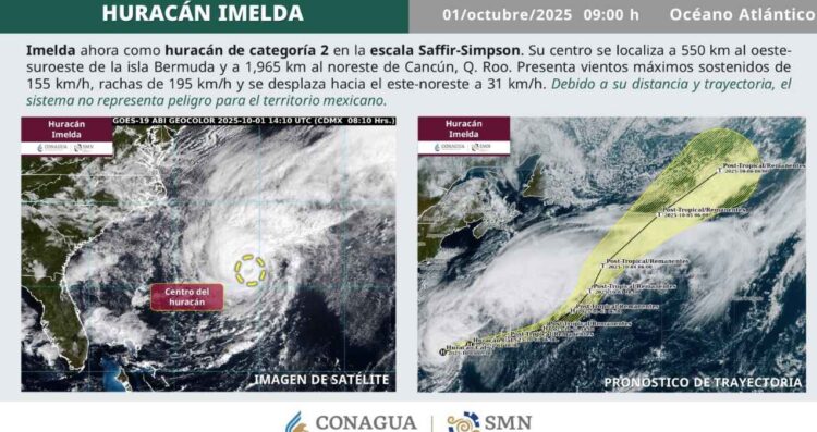 Huracán Imelda alcanza categoría 2 en el Océano Atlántico: ¿Dónde dejará afectaciones?