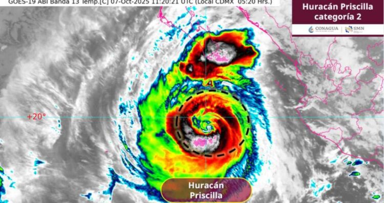 Huracán Priscilla sube a categoría 2: ¿Dónde se encuentra localizado actualmente?