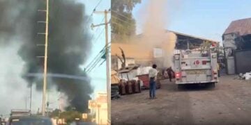 Incendio en bodega de Guadalupe, Nuevo León, moviliza a bomberos