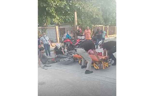 Pareja queda herida al derrapar con su moto y chocar en El Mante, Tamaulipas