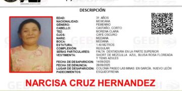 Piden apoyo para localizar a Narcisa Cruz Hernández, quien desapareció en García, Nuevo León