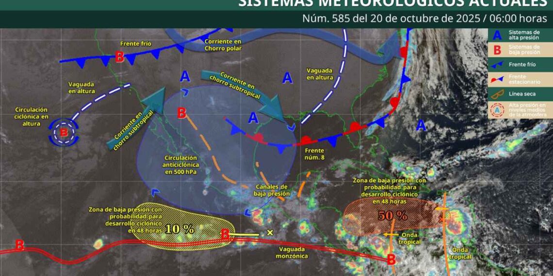 Prevén lluvias fuertes debido al Frente frío 8: ¿Cuáles estados afectará?