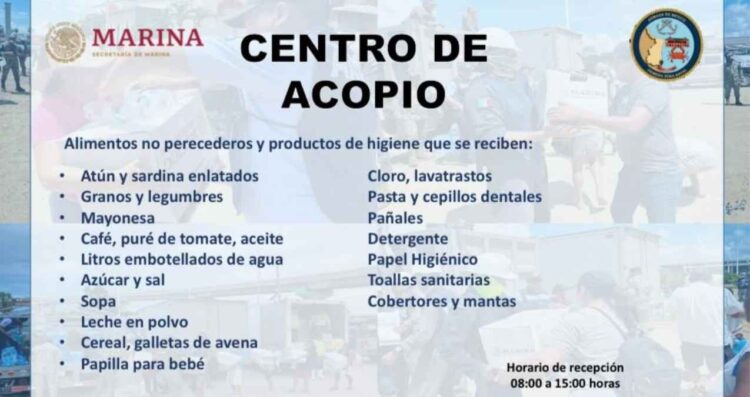 SEMAR centros de acopio sur Tamaulipas