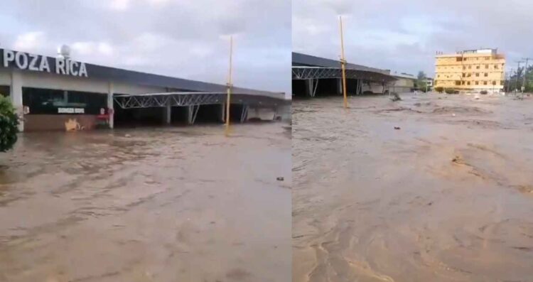 Se desborda el Río Cazones y deja inundaciones en Poza Rica, Veracruz