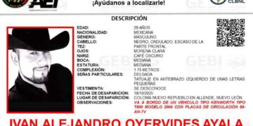 Solicitan ayuda para localizar a Iván Alejandro Oyervides Ayala, quien desapareció en Allende, Nuevo León