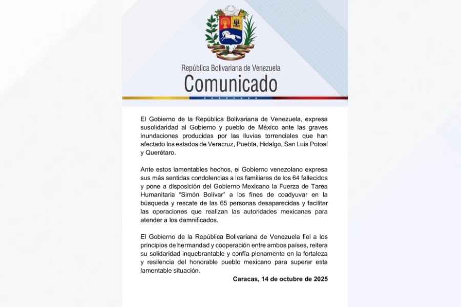 Venezuela ofrece ayuda a México tras las devastadoras lluvias