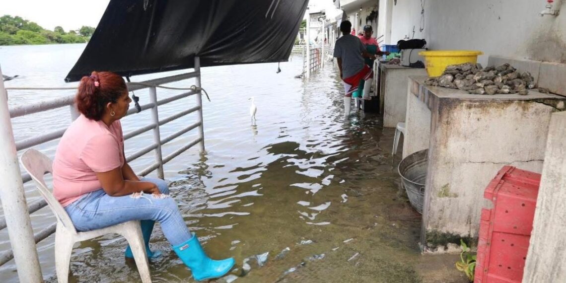 muelle inundado en Tampico