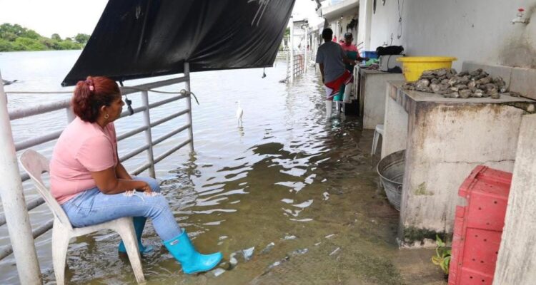 muelle inundado en Tampico