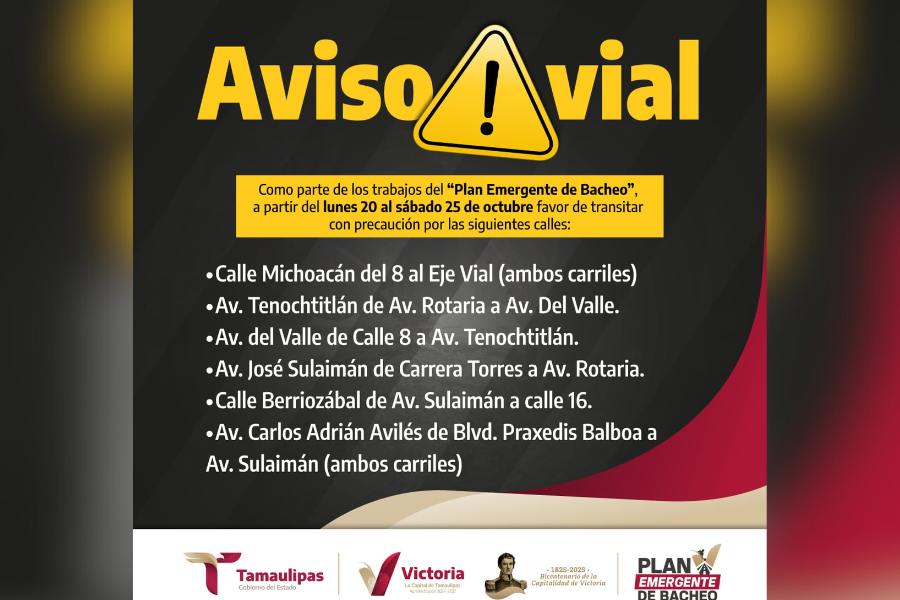 rutas de bacheo de Ciudad Victoria