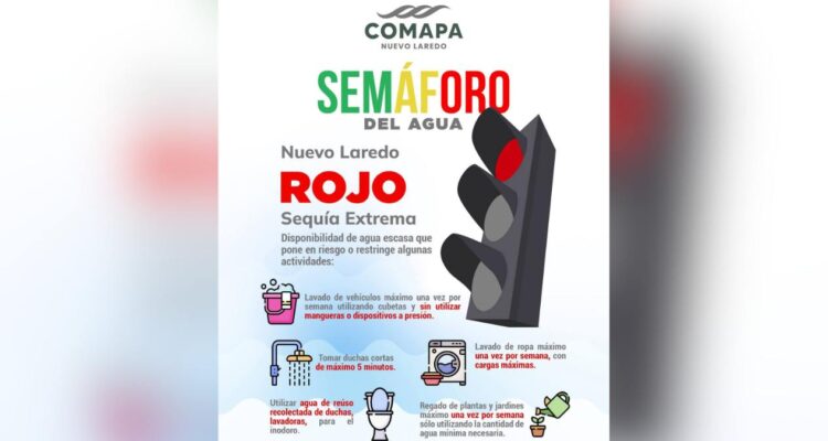 semáforo rojo en Nuevo Laredo