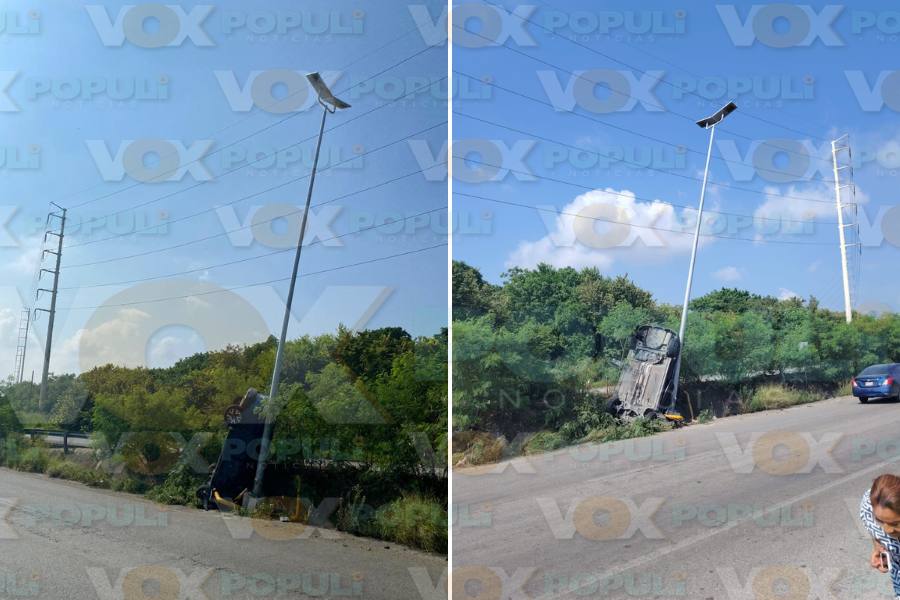 volcadura contra poste en altamira