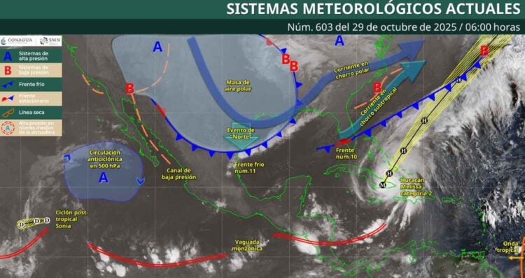 ¿Dónde afectará con lluvias el nuevo frente frío?