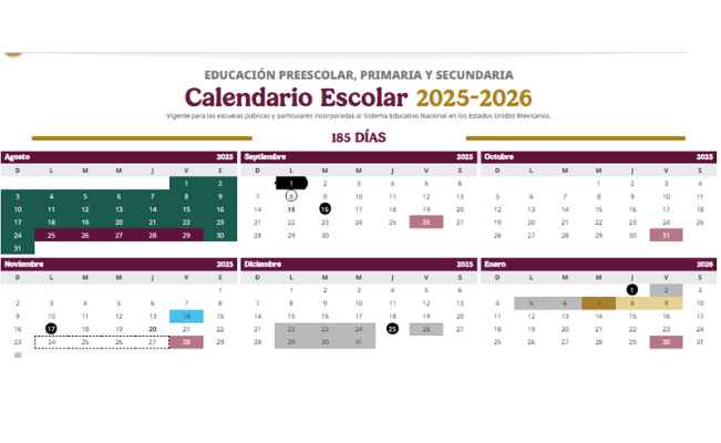 ¿Cuándo comienza el próximo megapuente de 4 días del ciclo escolar 2025-2026?