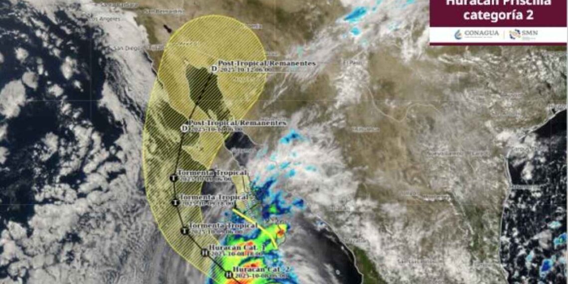 ¿Cuándo se podría intensificar el huracán Priscilla en categoría 3?