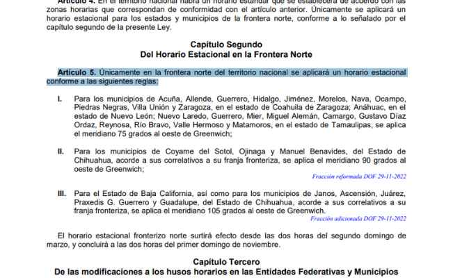 ¿En qué estados de México se aplicará el cambio de horario de invierno y a partir de cuándo?