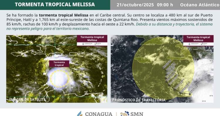 ¿Qué día se podría convertir en huracán la Tormenta Tropical Melissa?
