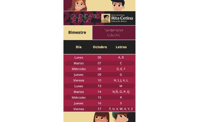 ¿Qué estudiantes reciben pago de la Beca Rita Cetina del 13 al 17 de octubre?