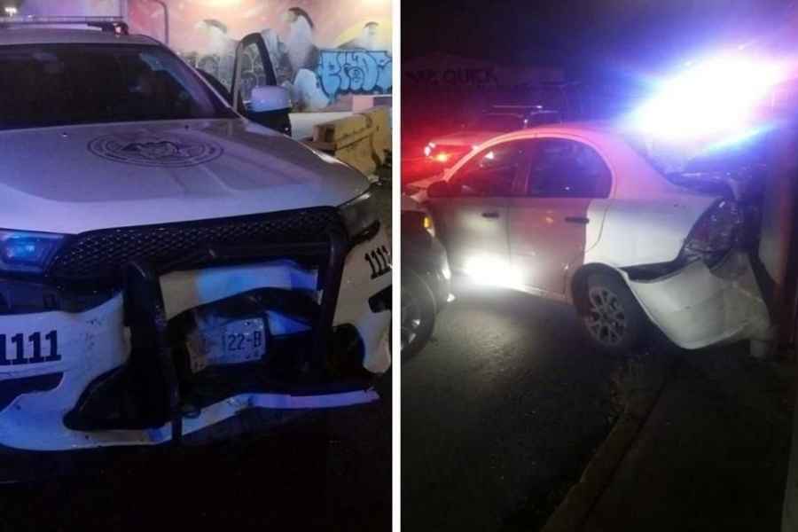 Arrestan a hombre por circular en contra y chocar 2 patrullas en Santa Catarina, NL