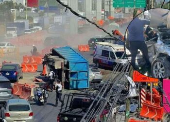 Así ocurrió el fuerte accidente en la Avenida Miguel Alemán de Apodaca, NL