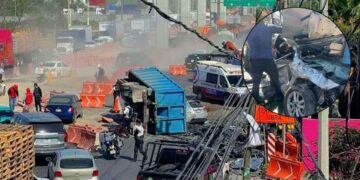 Así ocurrió el fuerte accidente en la Avenida Miguel Alemán de Apodaca, NL