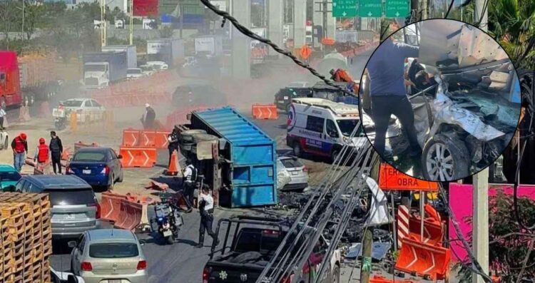 Así ocurrió el fuerte accidente en la Avenida Miguel Alemán de Apodaca, NL