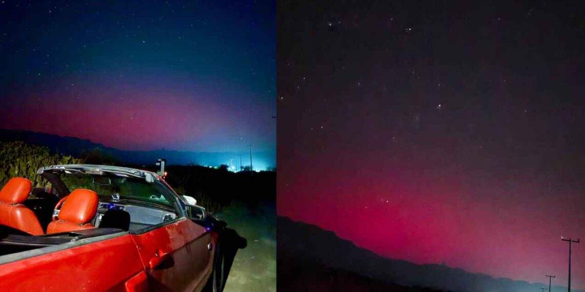 Auroras boreales iluminan el cielo de García, Nuevo León | FOTOS