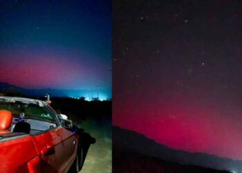 Auroras boreales iluminan el cielo de García, Nuevo León | FOTOS