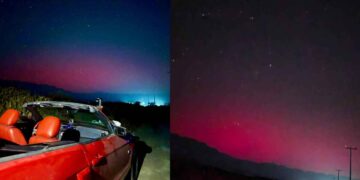 Auroras boreales iluminan el cielo de García, Nuevo León | FOTOS