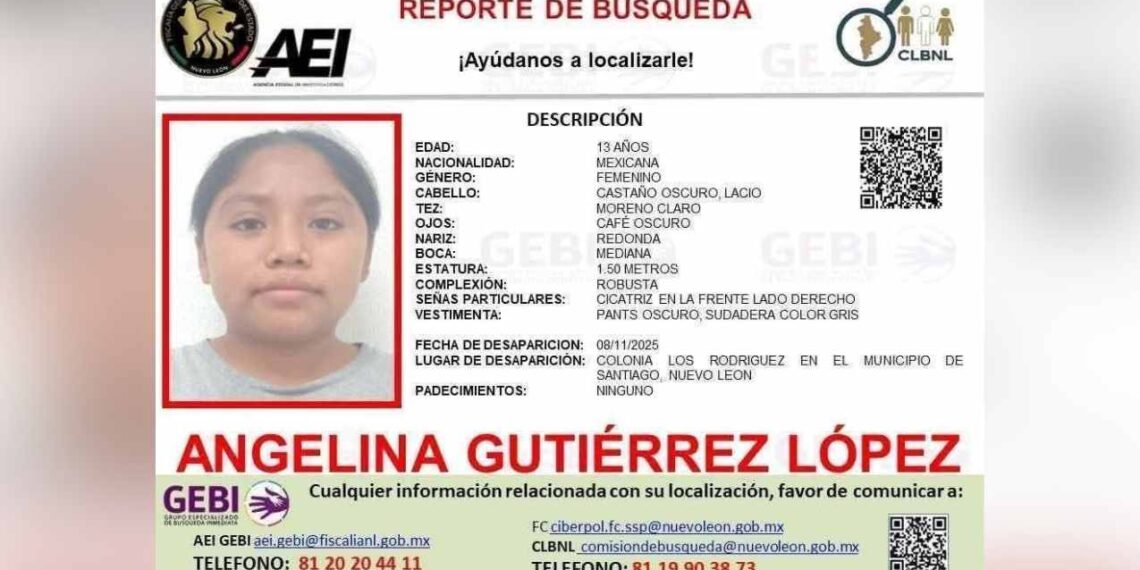 Buscan a Angelina Gutiérrez en Santiago