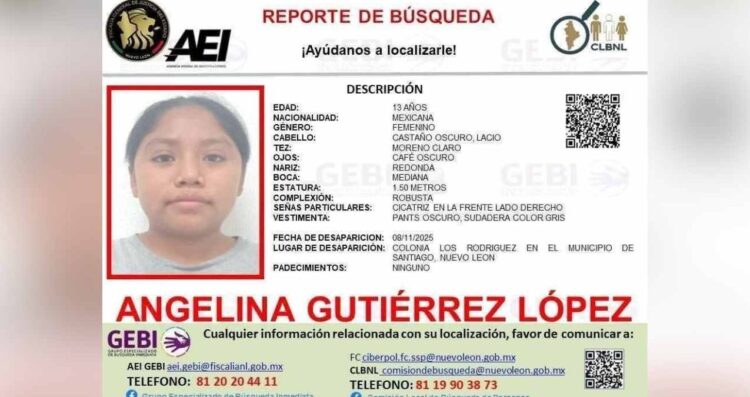 Buscan a Angelina Gutiérrez en Santiago