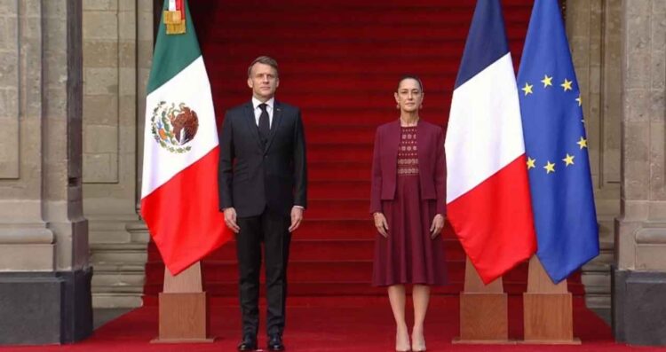 Claudia Sheinbaum recibe al Presidente de Francia, Emmanuel Macron en el Palacio Nacional